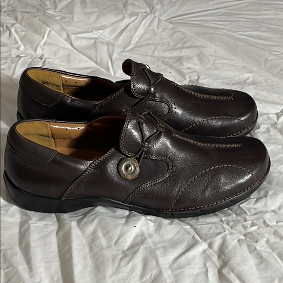 Clarks Unstructured Women's Un.Loop Brown Leather Slip-On Shoes Size 9 - Picture 1 of 9